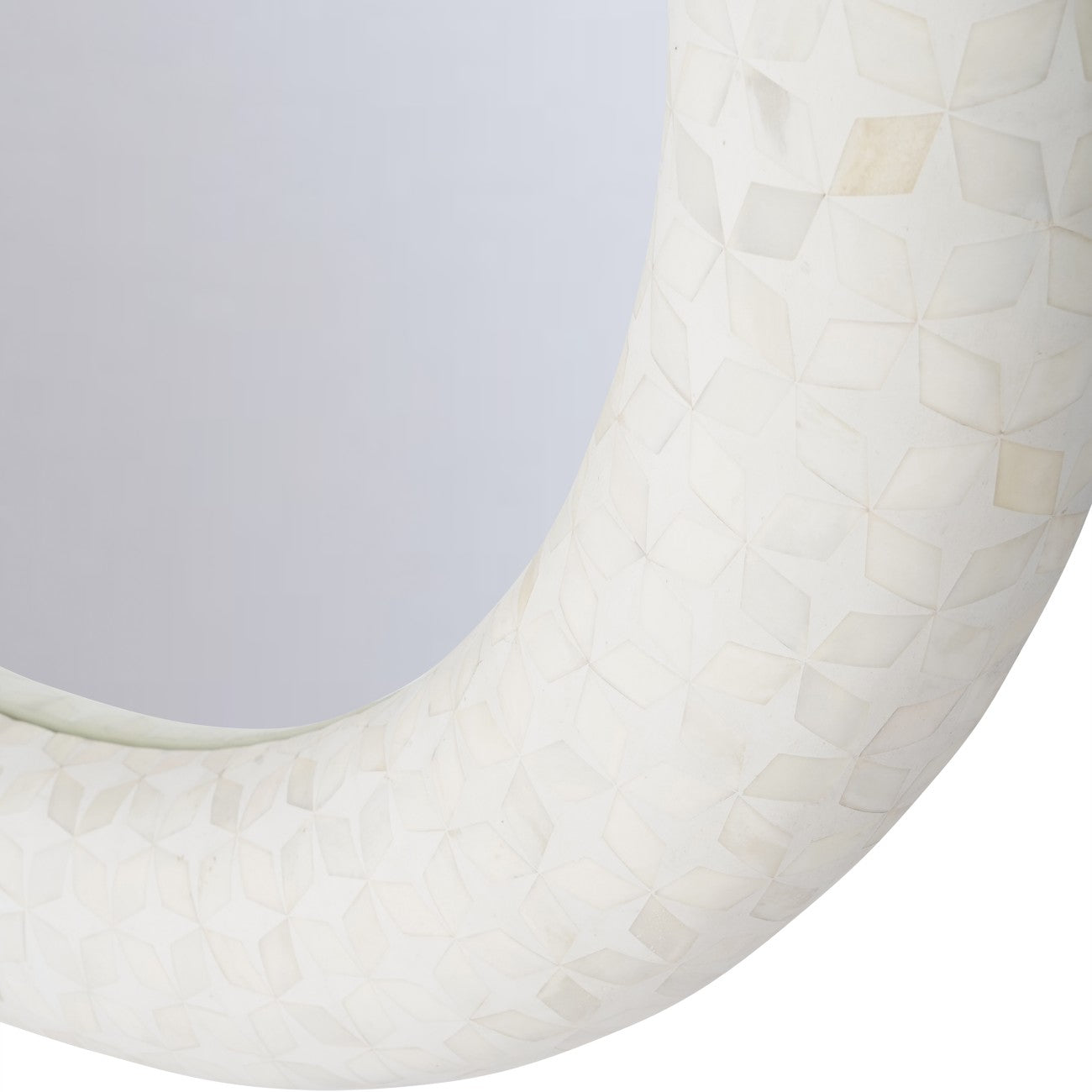 Aspen White Bone Inlay Round Mirror 100cm